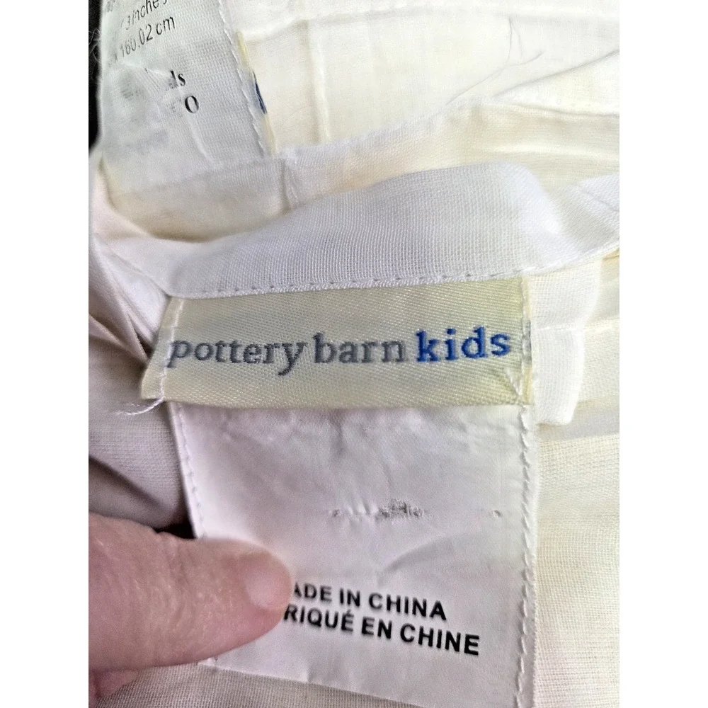Set Of 2 Pottery Barn Kids Cotton White/ Light Green Polka Dot Curtain Panels